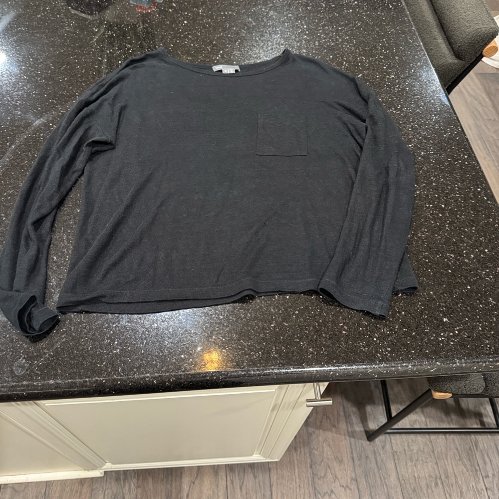 Vince Black Linen Long Sleeve Shirt